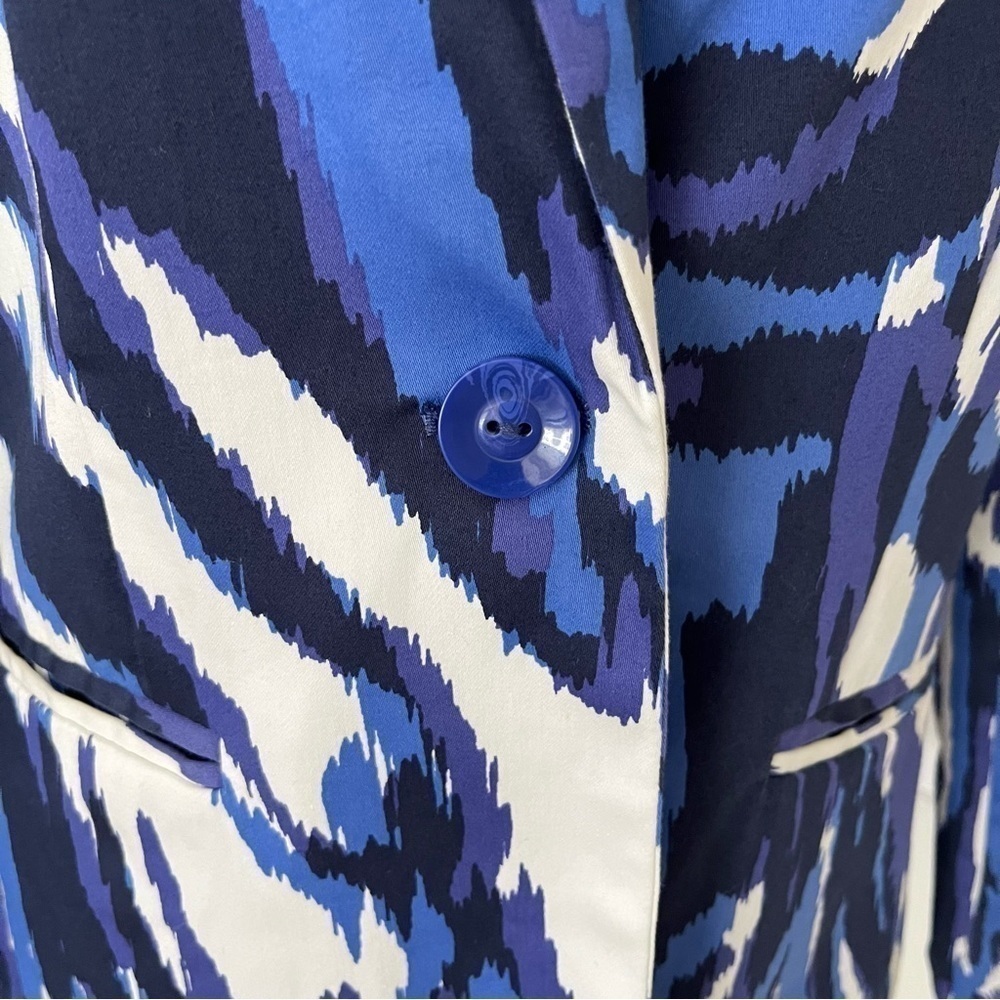 Chico’s Animal Print Blazer – Blue Purple Structured Statement Jacket, US Small - Picture 7 of 16
